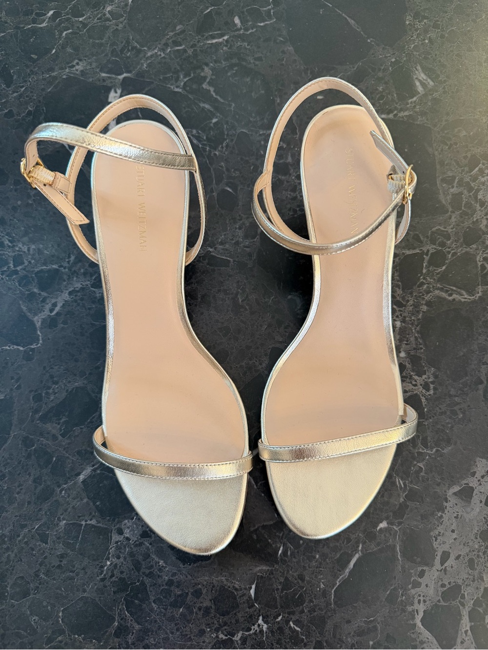 Stuart Weitzman Light Gold Kitten Sandal